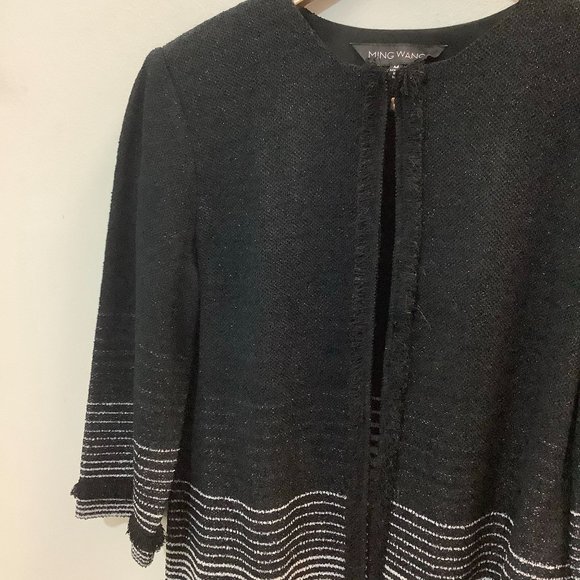 Ming Wang Black white and silver strip detail Jacket Medium - Picture 4 of 4